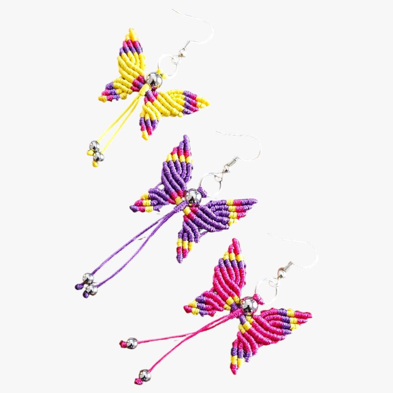 trio boucles d'oreilles papillon