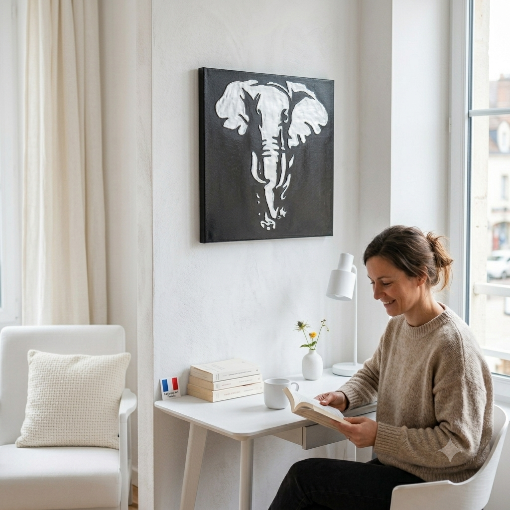 Tableau texture sagesse éléphant lifestyle